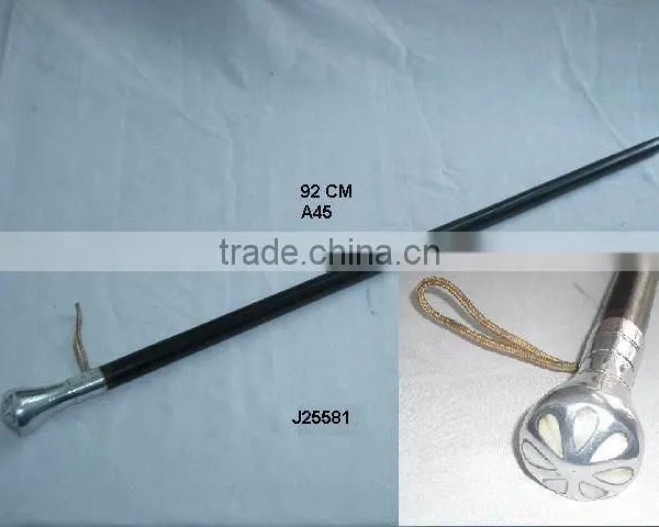 Wooden Walking Stick With Aluminium Handle and Mother of Pearl Inlay