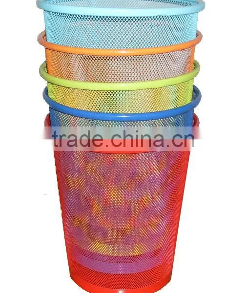 Colourful Round Metal Mesh Waste Bin For Home/Office photo-2