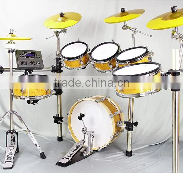 6 pc Wooden Chamber Pvc Cover Electronic Drum Kits photo-3