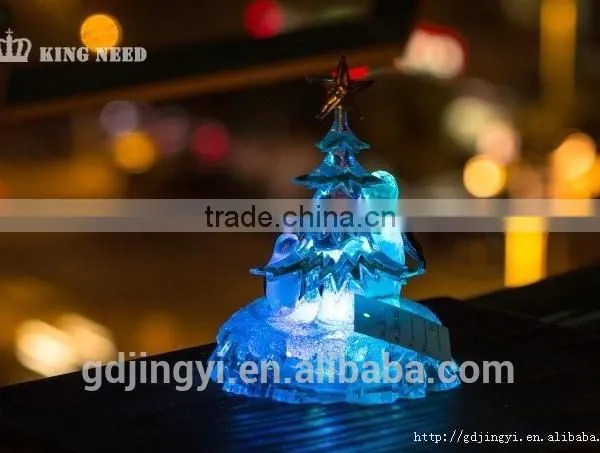 Acrylic Christmas Penguins &Tree Crystal Decoration With Led Light For Gift photo-5
