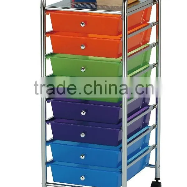 Colorful Storage Drawer Cart With Wheels, 3 Tier Storage Plastic Box Trolley photo-6