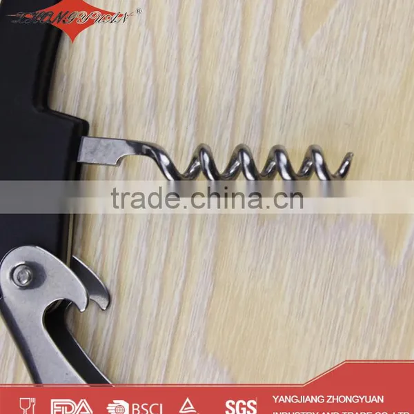 Black Plastic Corkscrew Wine Opener With Knife photo-6