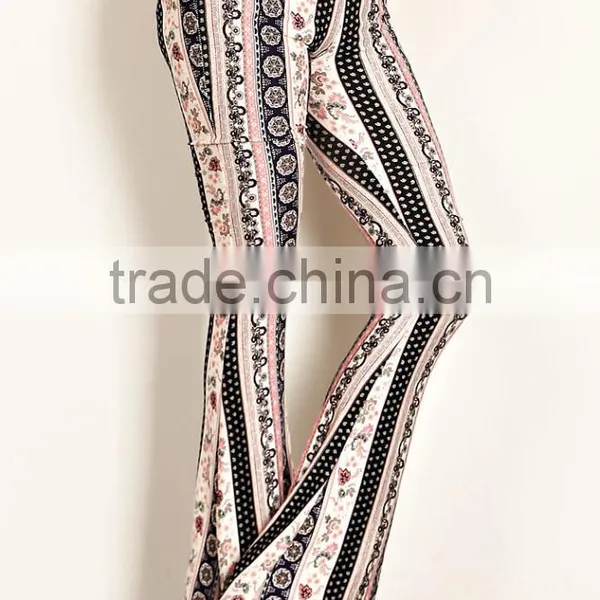 New Model Pants BOHEMIAN STRIPE PRINT JERSEY KNIT BELL BOTTOM PANTS 2018 New Arrivals photo-2