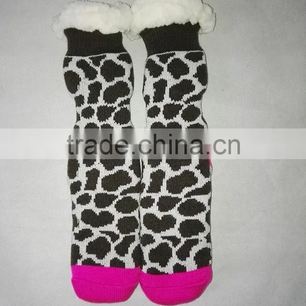Ladies Non Slip Knitted Home Slipper Fur Acrylic Socks photo-6