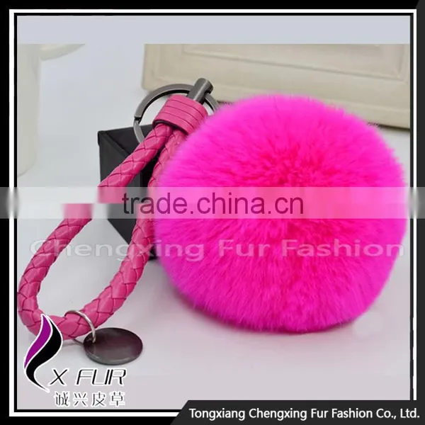 CX-R-24 Rabbit Fur Pom Pom Promotional Gift Fur Ball Keychain Mobile Phone Strap photo-5