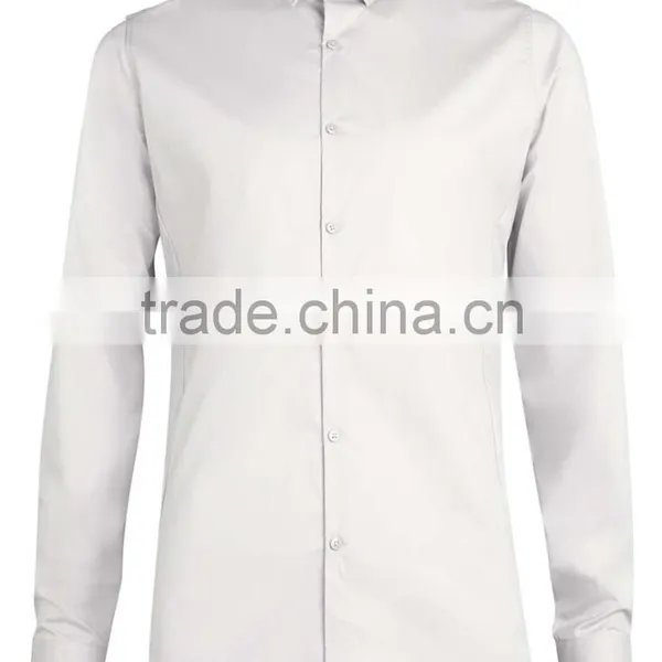 Slim Fit Light Grey Long Sleeve Stretch Smart Shirt photo-4