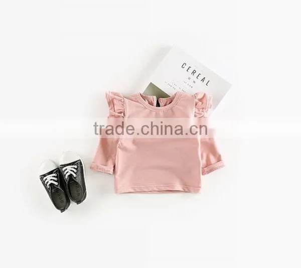 5pcs/lot New Girls T-shirts Flying Sleeve Cotton Bow Toddler Kids Girl Tee Baby Infant Tops photo-6