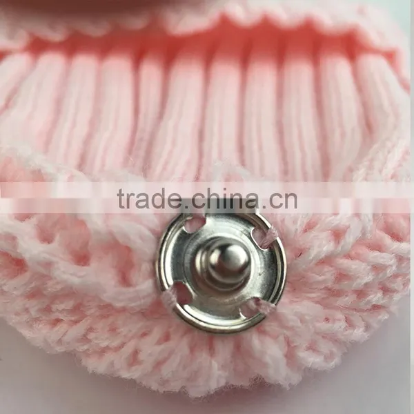 Myfur Baby Pink Removable Real Dyed Raccoon Fur Pom Poms Crochet Hat photo-5