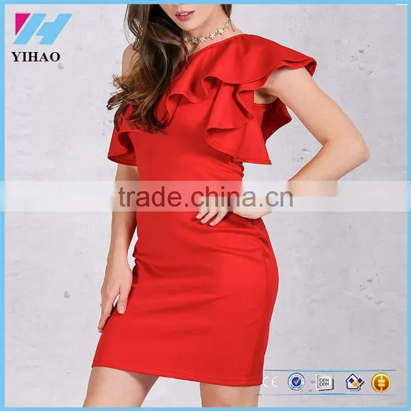 Autumn Sexy Ruffles Black Women Short Dress One Shoulder White Bodycon Dress Sleeveless Party Vestidos Winter Dress