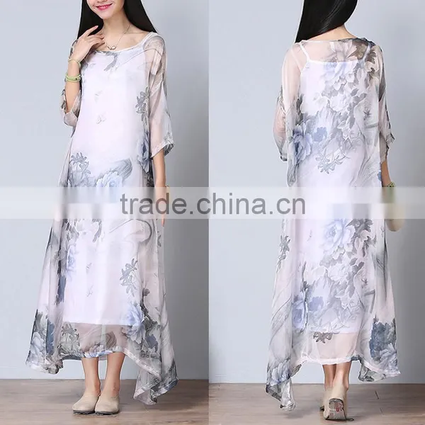 Floral Printed Two Piece Flower Fashion Lace Dress photo-2