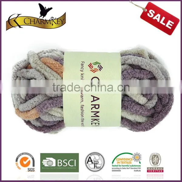 Charmkey Popular Mixed Color Dyed Fancy Kniiting Yarn Thick Polyester Chenille Yarn for Carpet photo-6