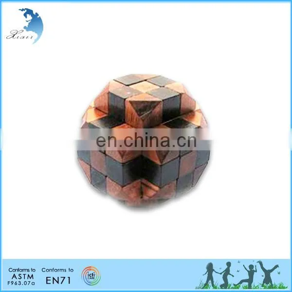 Cheap Price Custom Kongming Lock Brain Teaser Wooden 3D Football Puzzle photo-2