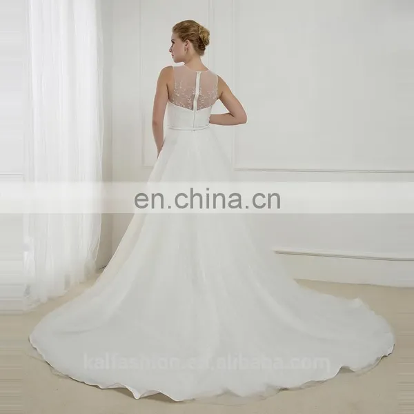 EB2913 A Line Scoope Heavy Beaded PU Belt Elegant Wedding Dress photo-2
