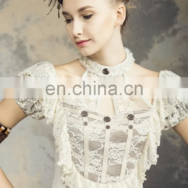 Steampunk Long Sleeve Shirt With Choker-collar photo-5