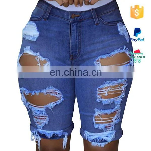 Plus Size Hole Jeans Denim Woman Shorts photo-3