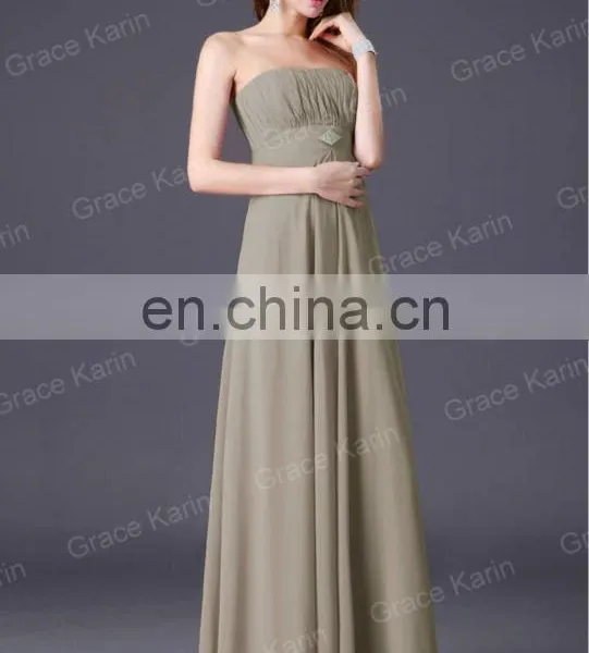 Grace Karin Sexy Strapless Backless Chiffon Long Bridesmaid Dresses CL3133-1 photo-4
