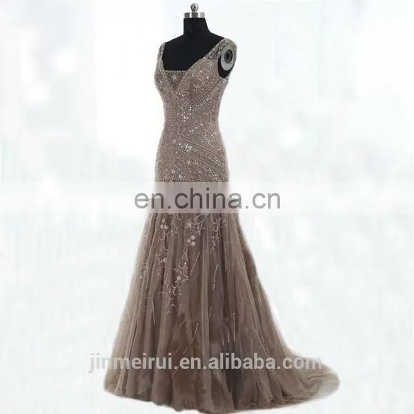 Vintage V-Neck Mermaid Evening Dresses Formal Long Mother of The Bride Dress Prom Gown Vestidos photo-2