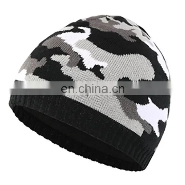 Men's Winter Hat Outdoor Camo Knitted Fleece Lined Beanie Hat photo-4