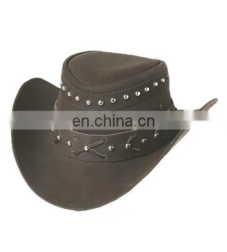 Top Quality Genuine Cow Neobuck Leather Hat Chocolate Brown Color 2017