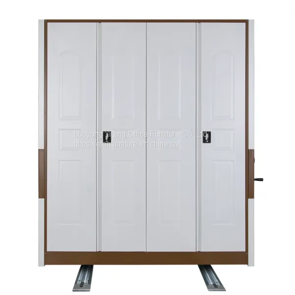 High Density Office Movable Filing Cabinet System, Mechanical Mobile Storage Shelving System