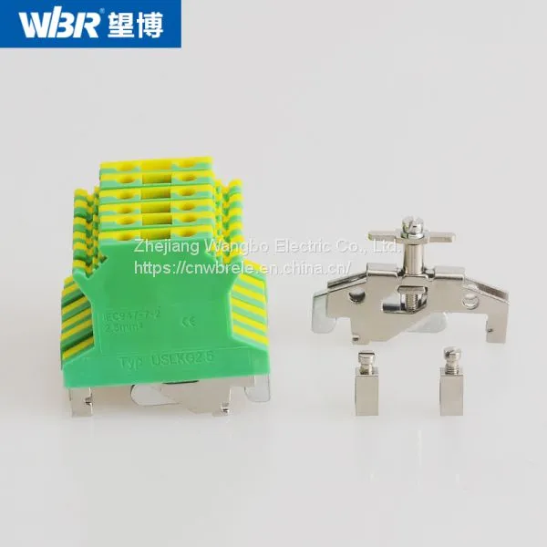 Yellow-green Ground Terminal Cable Connector DIN Rail Terminal USLKG2.5 photo-3