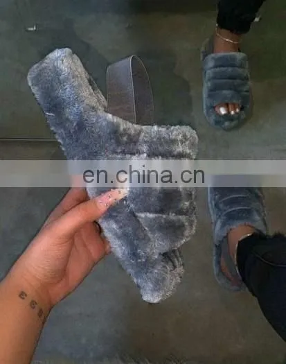 Amazon Hot Sale Factory Price Fashion Women Indoor Soft With the Faux Fur Furry Slipper for Ladies photo-4