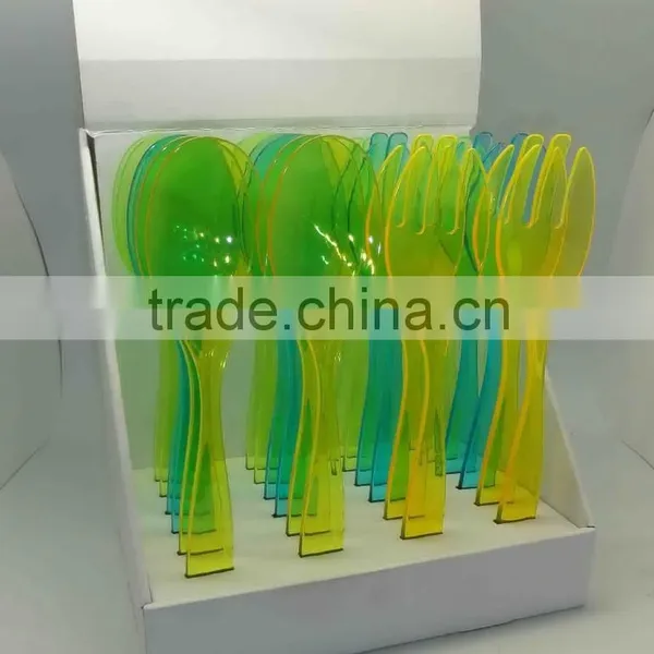 PLASTIC PS 2PCS SALAD SPOON AND FORK SET TRANSPARENT photo-2