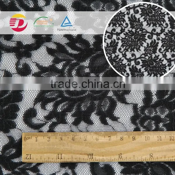 Wholesale Cheap Sexy Black 100 Poly Voile Lace Embroidered Fabric photo-3