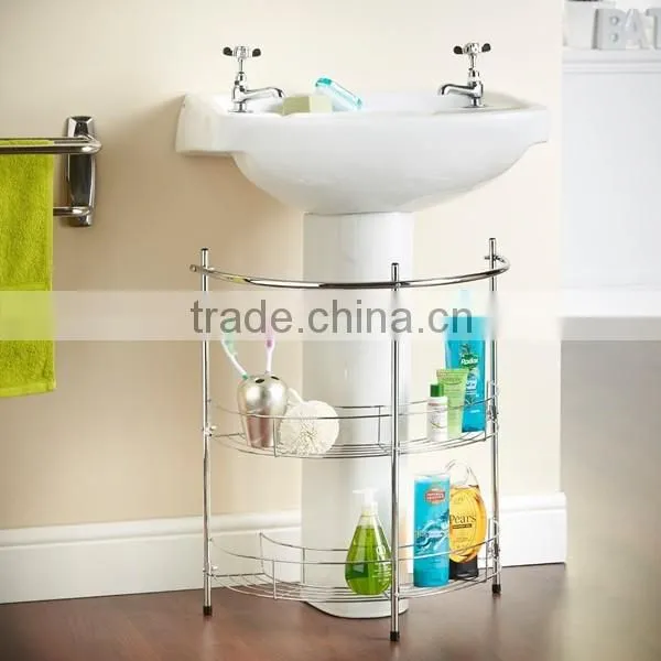 Bathroom Accessories 2 Tier Bathroom Under Basin Sink Storage Shelf Rack & Towel Rail BR01