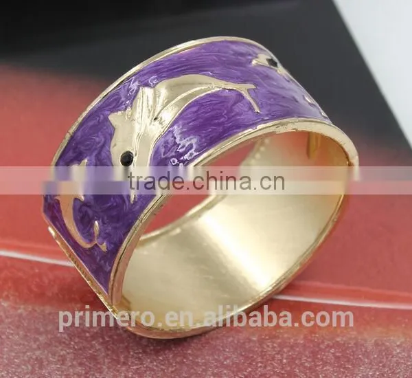 Gypsy Dolphin Gold Color Vintage Enamel Bracelet Bangle Cuff Jewelry For Woman photo-6