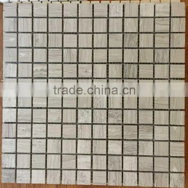 Hight Quality Honed Timber White Marble Square Mosaic Tiles photo-6