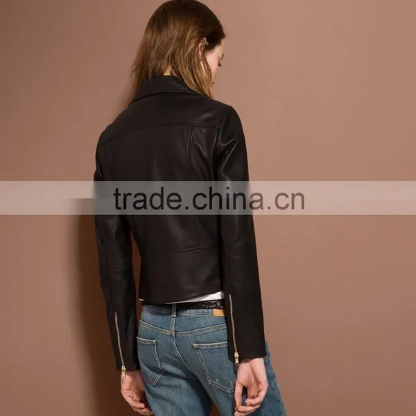 Sleek Look Woman Women Fashion Leather Jacket photo-4