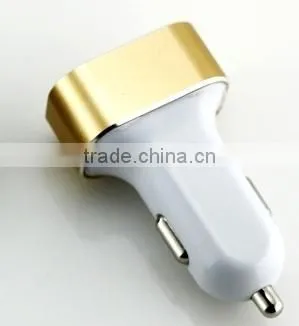 Hot 2015 3 USB Gold Car Charger With Aluminium Finish