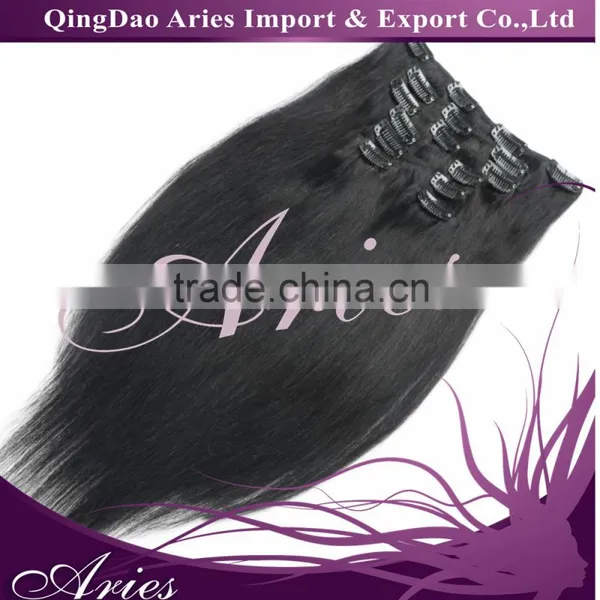 20 Inch 100% Brazilian Human Hair Weave, Natural Straight Clip In Human Hair Extensions photo-3