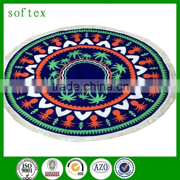 100% Cotton Large Aztec Round Beach Towel With Tassle photo-2