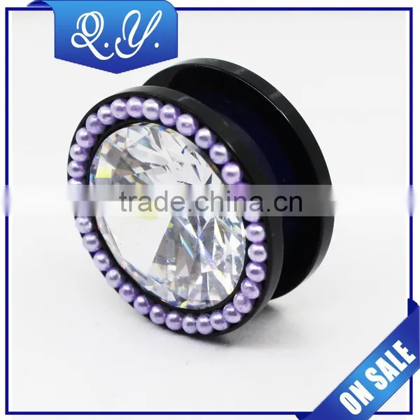 Diamond Ear Plug Stretchers 316L High Quality Jeweled Ear Stretcher photo-3