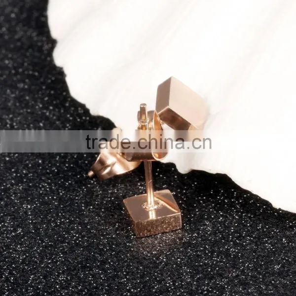 Wholesale Fashion 316L Stainless Steel Jewelry Mini Square Ladies Gold Earring Designs photo-2