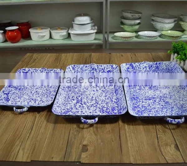 9092 Enamel Big Camping Baking Rectangle Tray photo-5