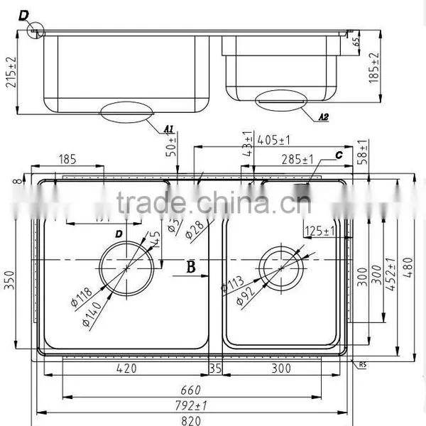 Model 29830 Double Bowl Kitchen Sink Stainless Steel photo-2