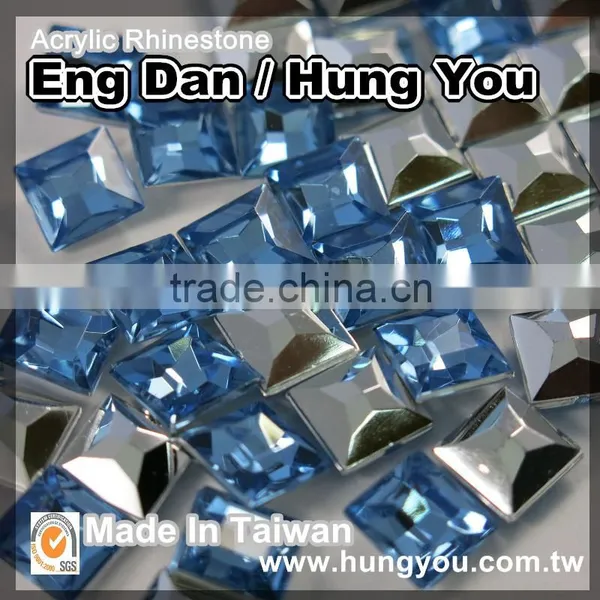 Made in Taiwan Lustrous Square Shaped Point Back Imitation Plastic Gemstones photo-2