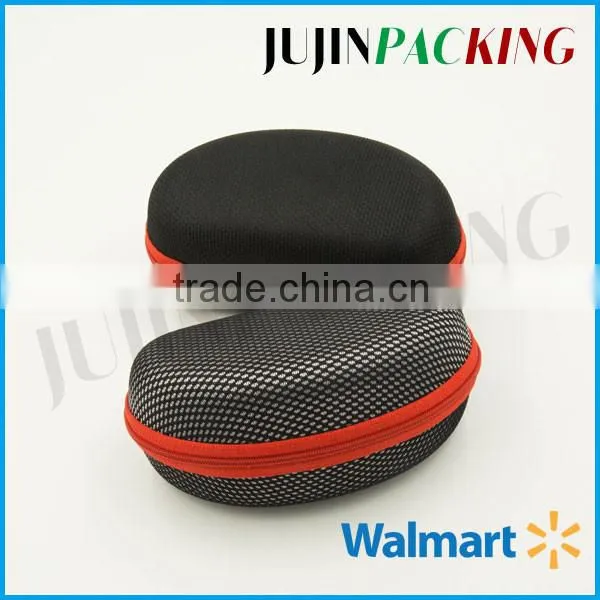 Dark Color Eyelet Fabric Zipper Closure Big Hard Sunglass Case