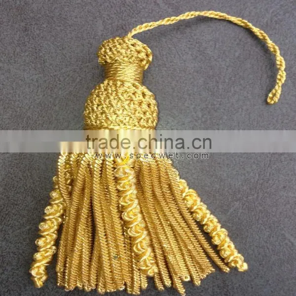 Gold Bullion Wire Metallic Tassels | Religious Tassels Borlas | Church Gold Tassels Supplier