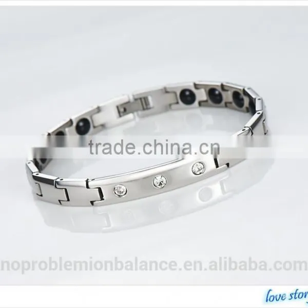 Noproblem D009 Fashion Girl Magneitc Bead Plated Jewelry Fitness Silver Bracelet
