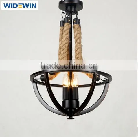 American Country Style Metal Hemp Rope Chandelier photo-2