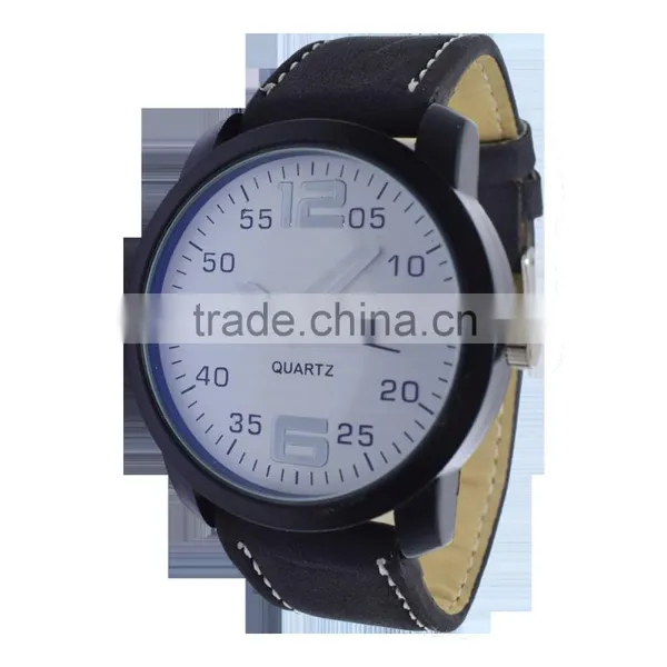 New Wrist Watches Men's Sport Military Quartz Black Leather Watch Strap photo-2