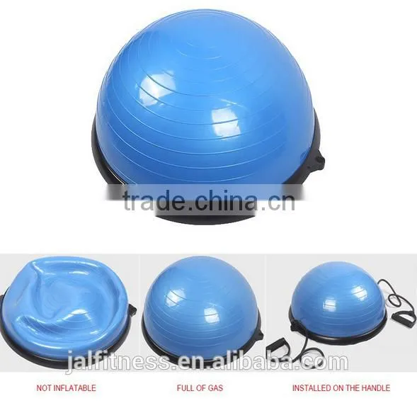 Yoga Fitness Ball Balance Trainer Balancing Ball Half With Resistance Band Inflator Pump Gym Trainer Ball photo-3