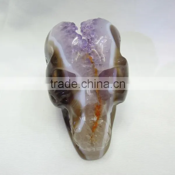 High Quality Hand Carved Natural Amethyst Crystal Geode Skulls for Decoration photo-2