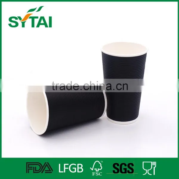 Disposable Thicken Hot Drinks Black Ripple Paper Coffee Cup photo-5