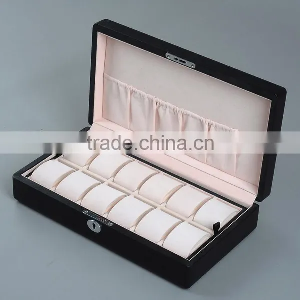 The Chinese Factory Wholesale Custom 12 Slot Watches Boxes, High-grade Wooden Black Display Box photo-3