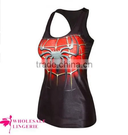 2015 New Design Ladies Cute Cheap Tank Tops Spider Printed Wholesale photo-2